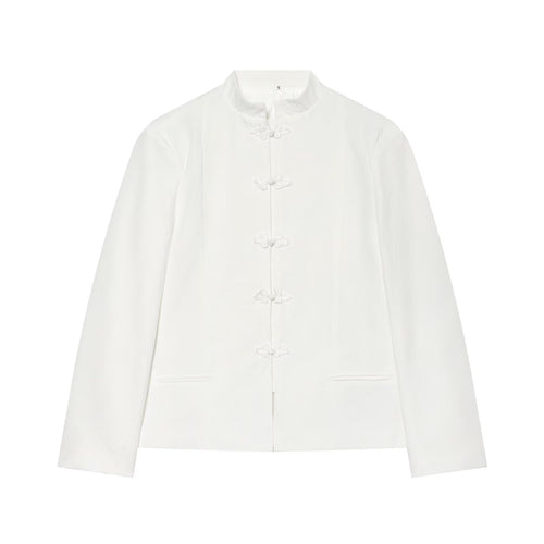 Damen Kurzjacke im Mandarin-Stil mit chinesischen Knotenverschlüssen und geradem Schnitt Echo Archiv