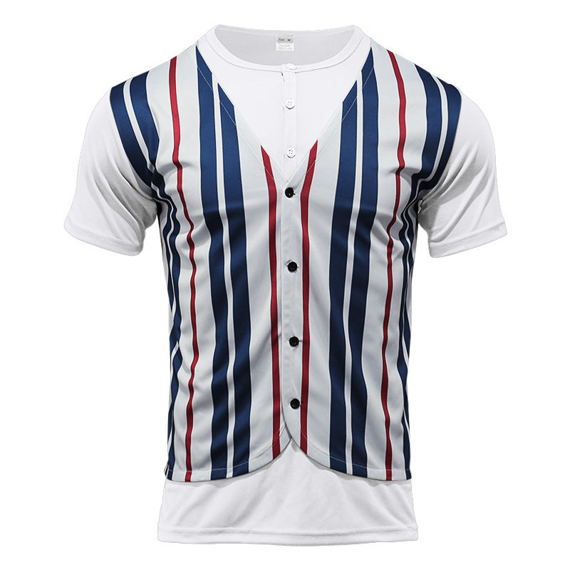 Herren Sportliches Kurzarmhemd im Retro-Streifen-Design Echoarchiv
