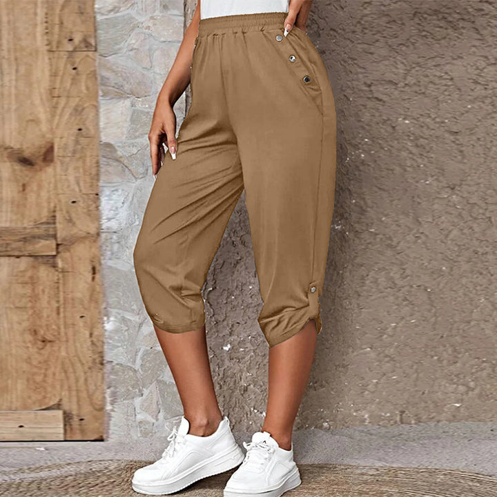 Damen nan lässige dreiviertellange Hose mit elastischem Bund, Eingrifftaschen und krempelbarem Saum Echo Archiv
