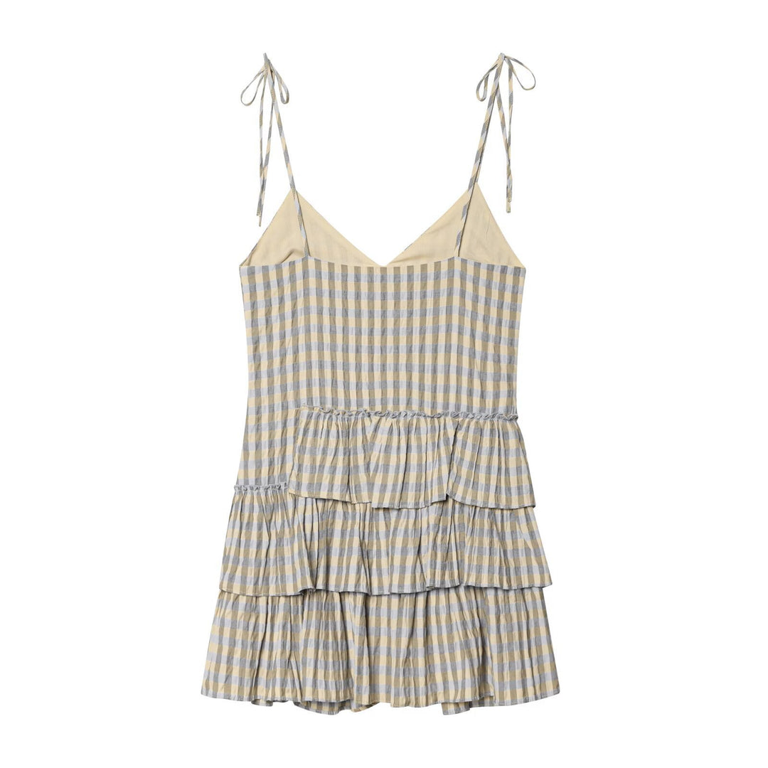 Damen luftiges V-Ausschnitt Sommerkleid mit Rüschen und verstellbaren Trägern Echo Archiv
