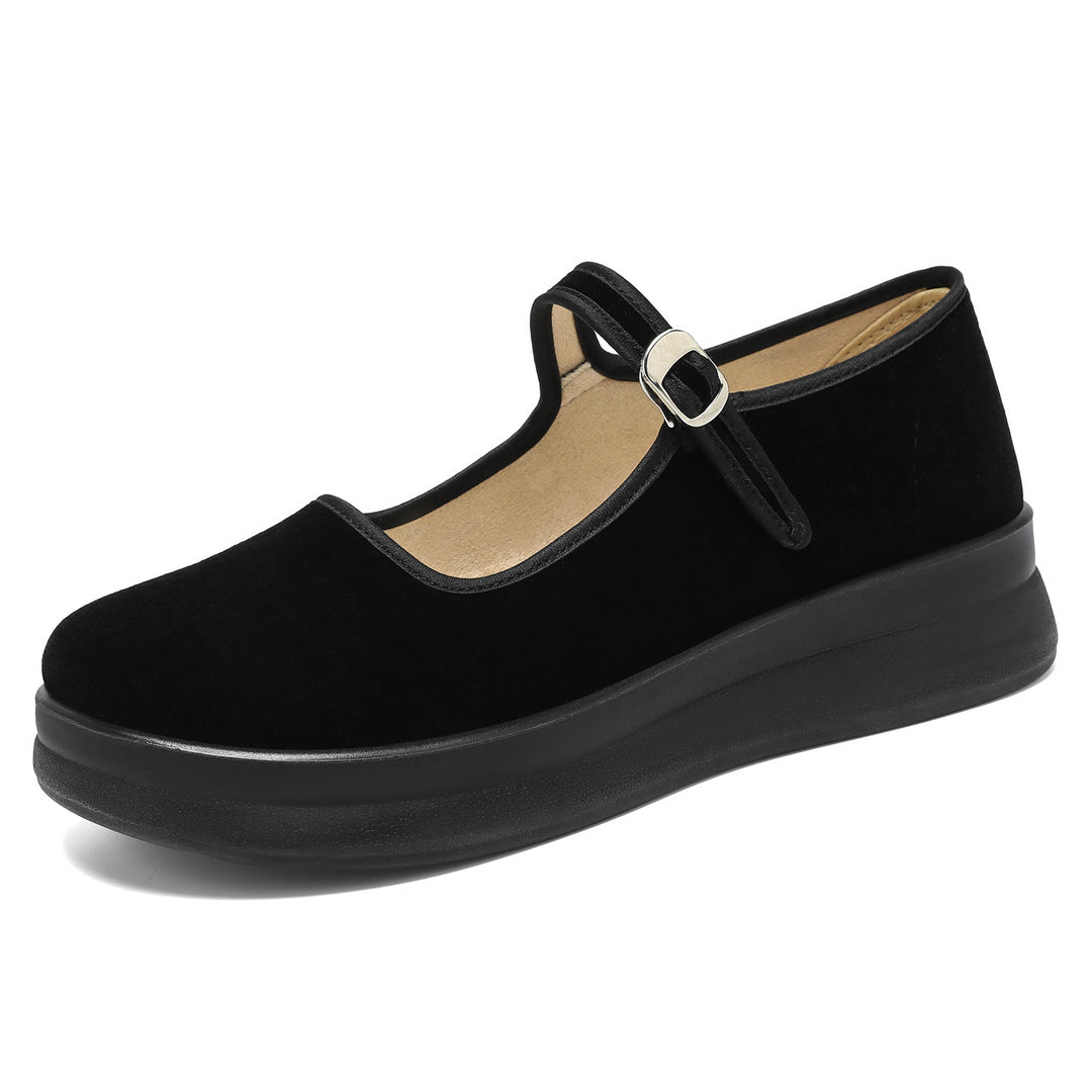 Damen nan Mary-Jane Plateau-Slipper mit verstellbarem Riemen und orthopädischer Komfortsohle Echo Archiv