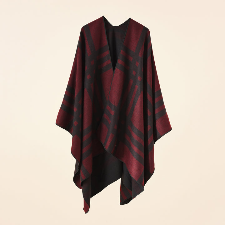 Damen Feiner Jacquard-Kimono-Umhang mit kontrastierter Kettelkante Echo Archiv