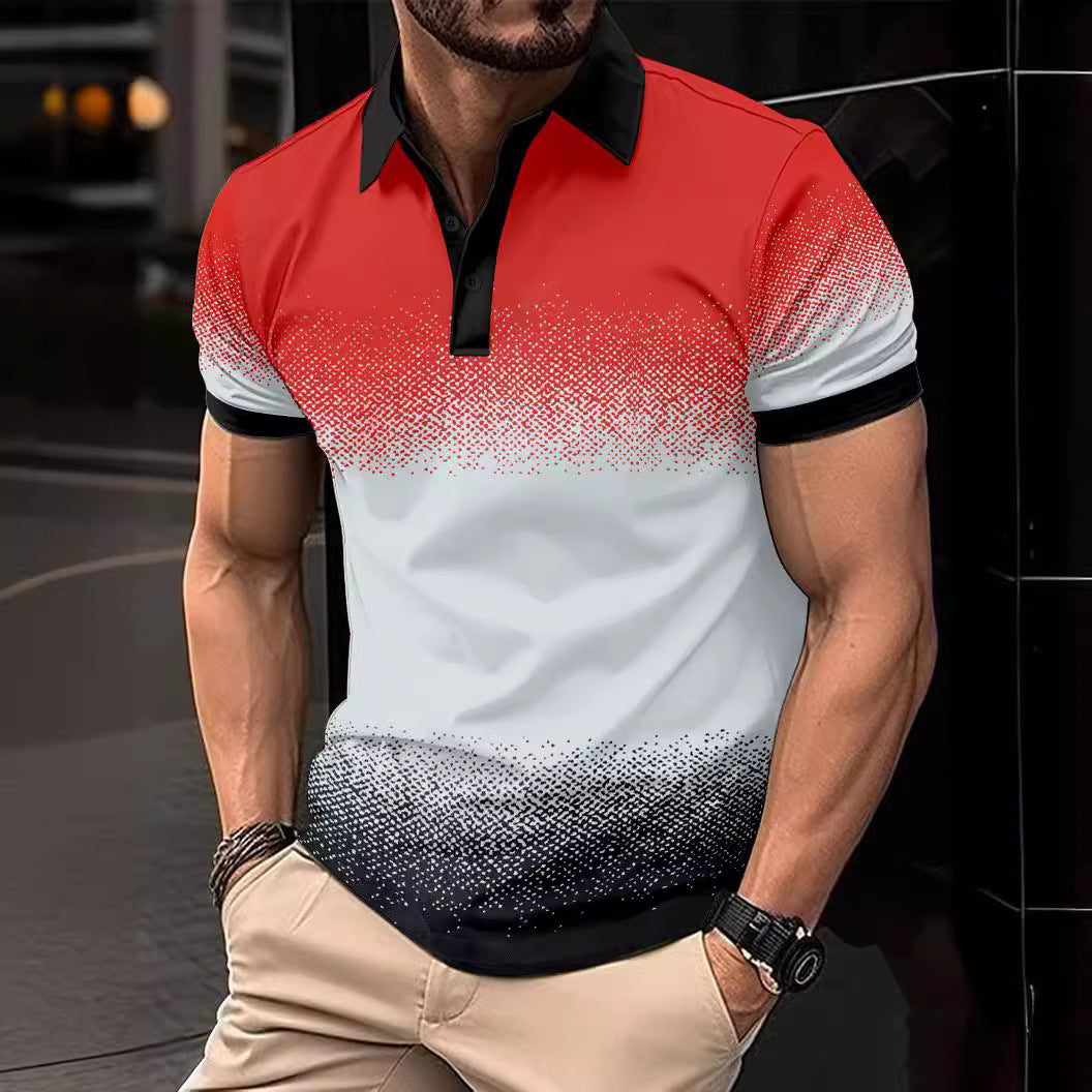 Herren Poloshirt mit modernem Farbverlauf und kurzem Kragen Echoarchiv