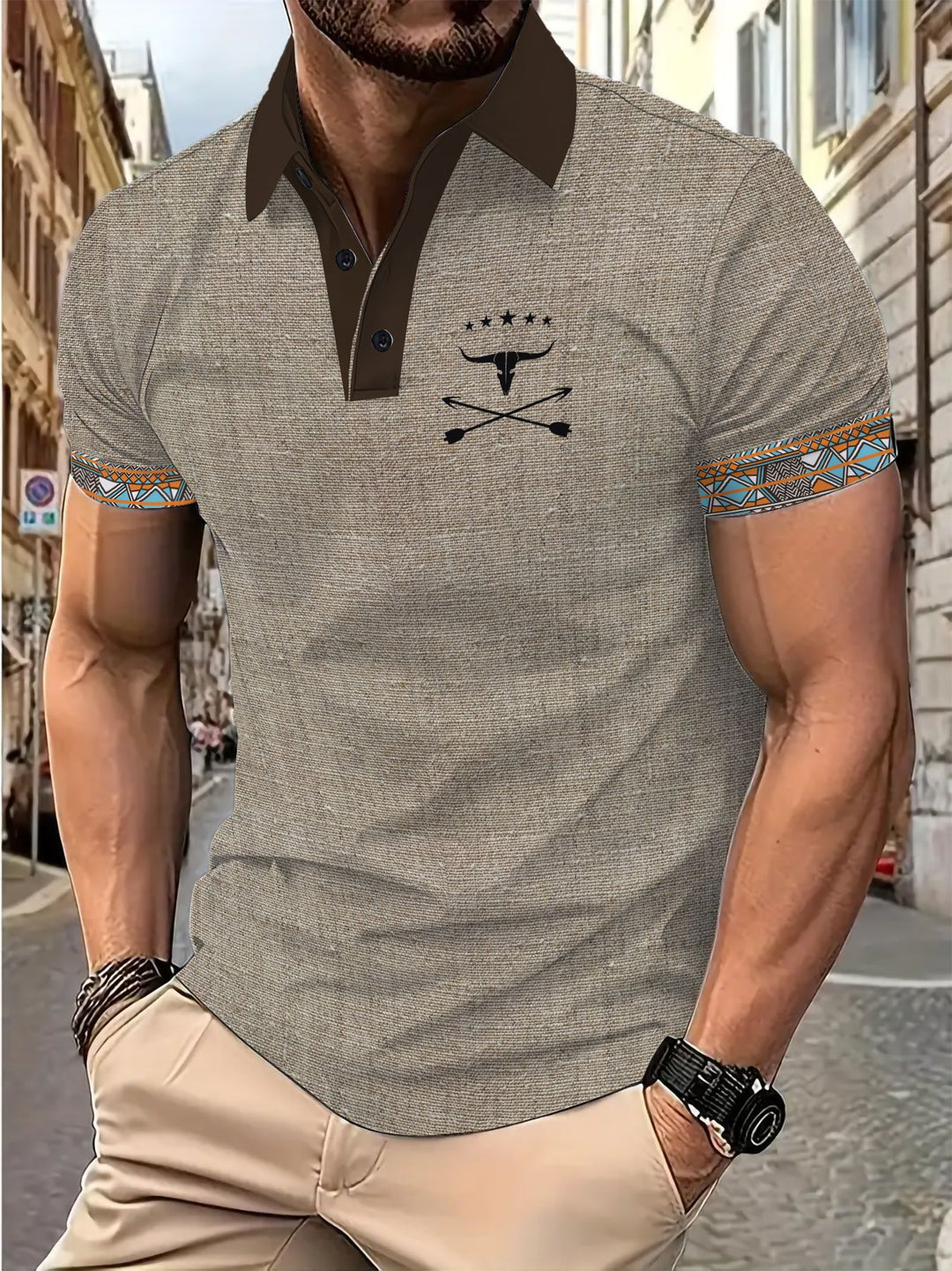 Herren Poloshirt mit einzigartigem Design und kontrastierenden Details Echoarchiv