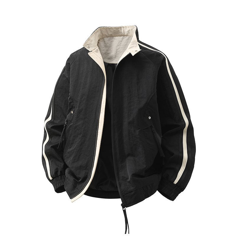 Herren Modische Sportjacke mit hohem Kragen und Kontraststreifen Echo Archiv