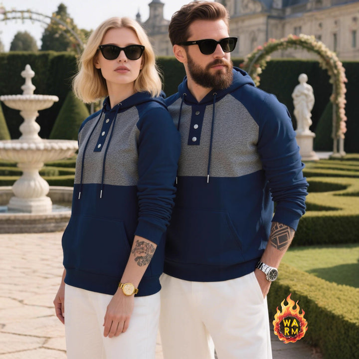 Herren modischer Hoodie mit Knopfleiste und farblich abgesetzten Ärmeln Echoarchiv