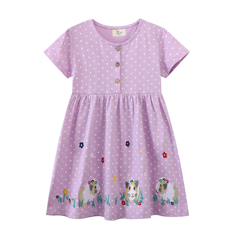 Mädchen Freizeitkleid mit liebevollem Tier- und Blütenmotiv Echo Archiv