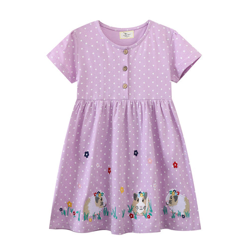Mädchen Freizeitkleid mit liebevollem Tier- und Blütenmotiv Echo Archiv