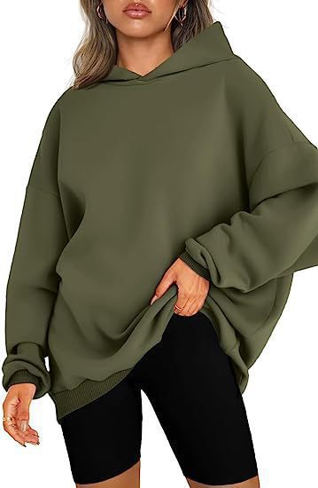 Damen nan oversized Kapuzenpullover im Boxy-Cut mit innen angerautem Fleece, überschnittener Schulter und verlängertem Rückenteil Echo Archiv