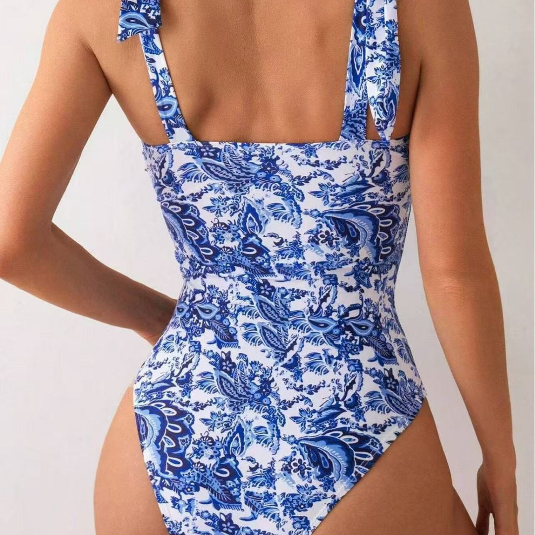 Damen Einteiliger Badeanzug mit verstellbaren Trägern und floralem Design Echo Archiv