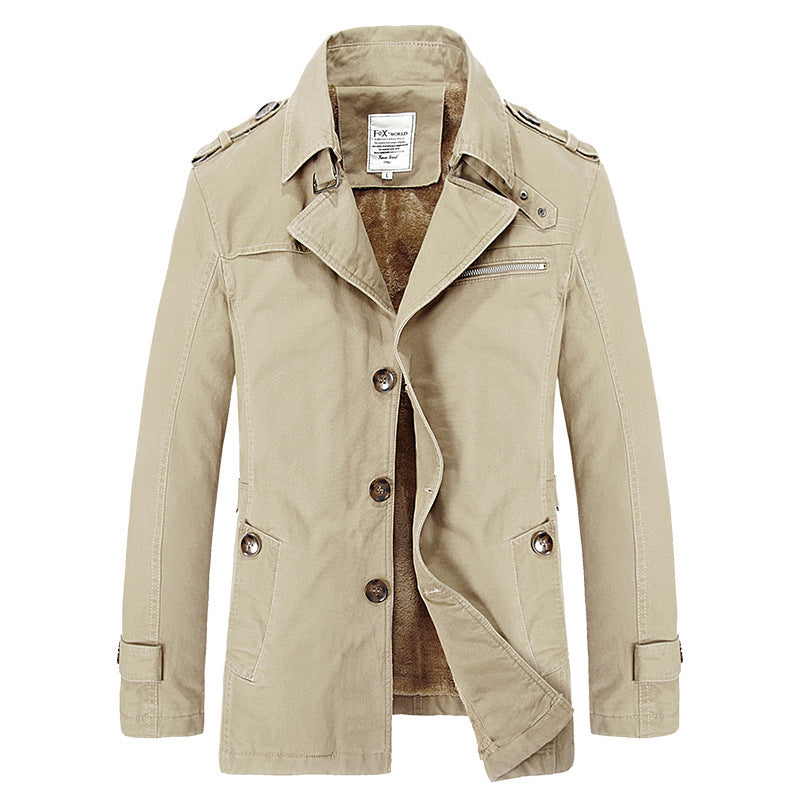 Herren Kurzer Fieldcoat mit Sherpa-Innenfutter, Epauletten und Reißverschluss-Brusttasche – Taviero