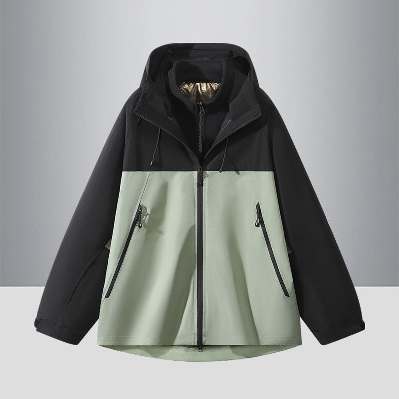 Herren Zweifarbige Softshell-Hybridjacke mit Kapuze, verlängerter Rücken und wasserabweisenden Reißverschlüssen Echo Archiv