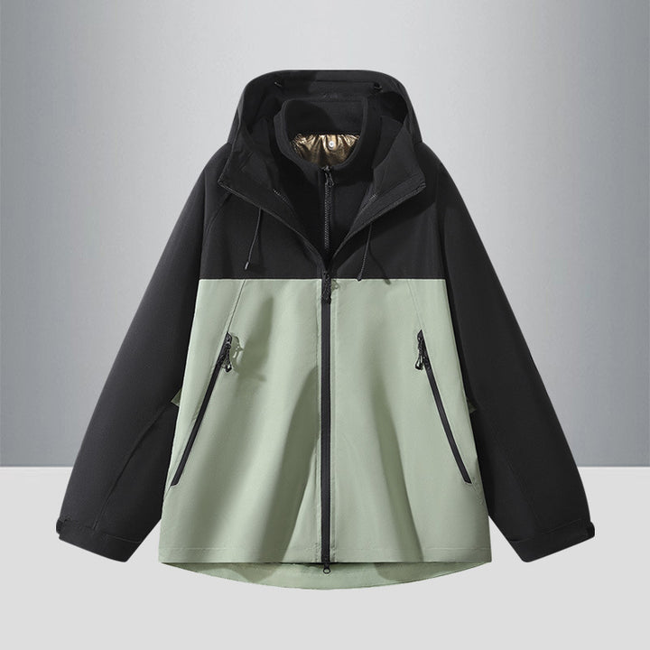 Herren Zweifarbige Softshell-Hybridjacke mit Kapuze, verlängerter Rücken und wasserabweisenden Reißverschlüssen Echo Archiv