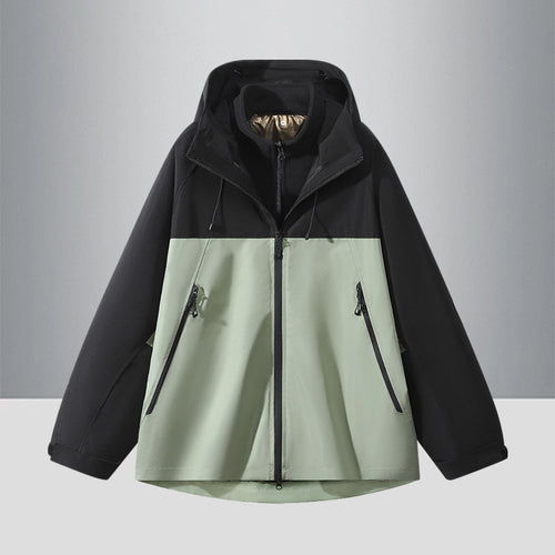 Herren Zweifarbige Softshell-Hybridjacke mit Kapuze, verlängerter Rücken und wasserabweisenden Reißverschlüssen Echo Archiv