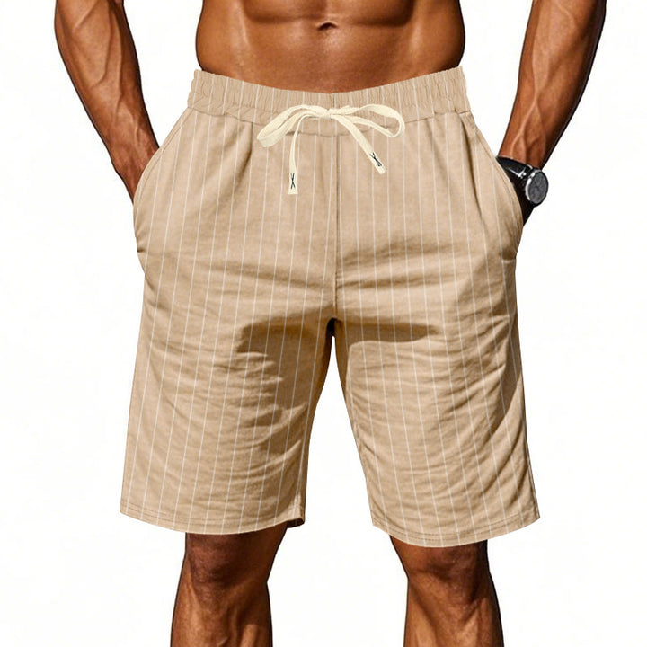 Herren Strandshorts mit vertikalem Streifenmuster und elastischem Kordelzug Echoarchiv