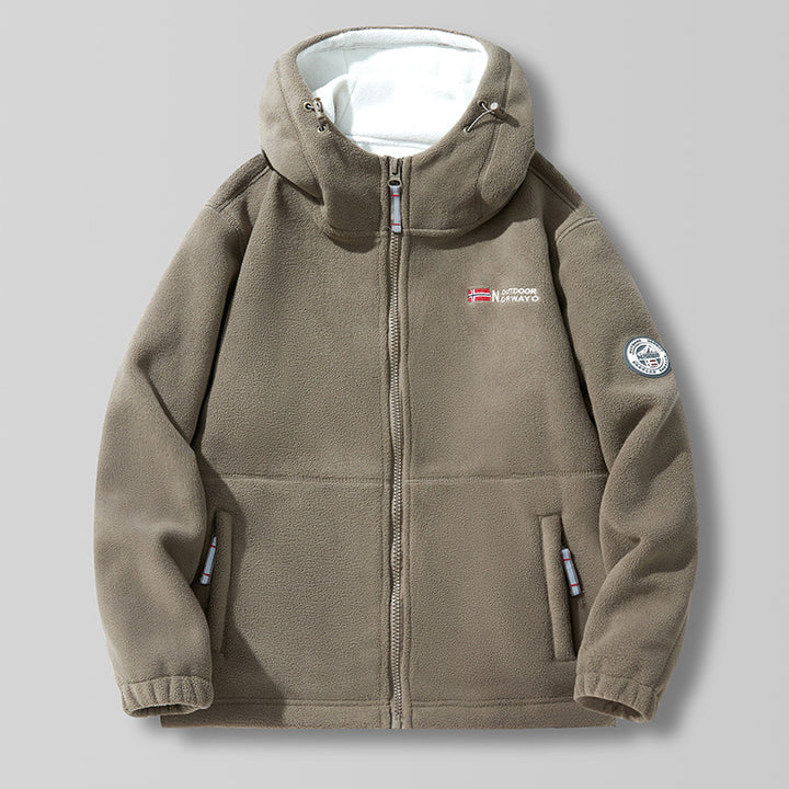 Unisex nan Kapuzen-Fleecejacke mit hochgeschlossenem Haubenkragen, durchgehendem Reißverschluss und seitlichen Einschubtaschen Echo Archiv