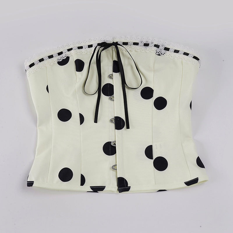 Damen Bandeau-Blusenshirt mit Rüschendetails und Knopfleiste Echo Archiv
