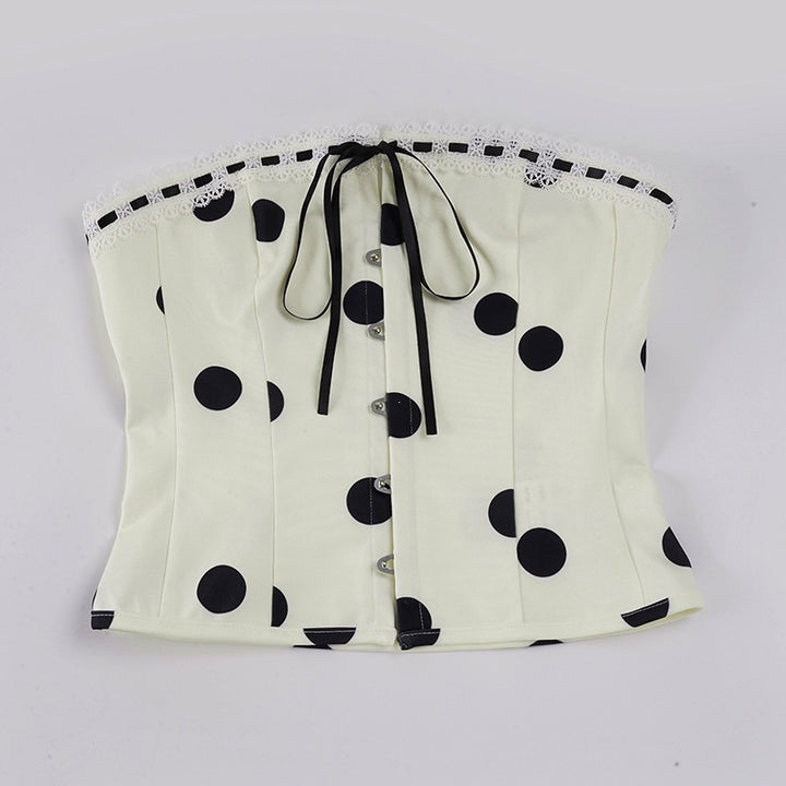 Damen Bandeau-Blusenshirt mit Rüschendetails und Knopfleiste Echo Archiv