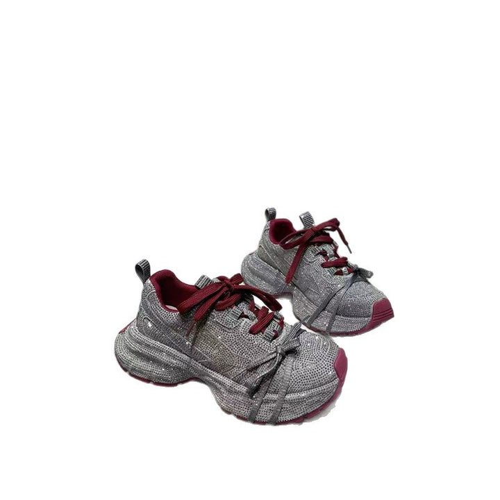 Damen Chunky Plateau-Sneaker mit gewellter Profilsohle und glitzernder Mesh-Optik Echo Archiv