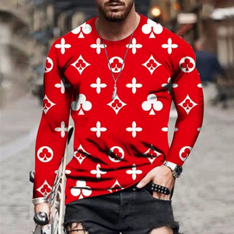 Herren Langarmshirt mit kreativem Design und bunten Symbolen Echoarchiv