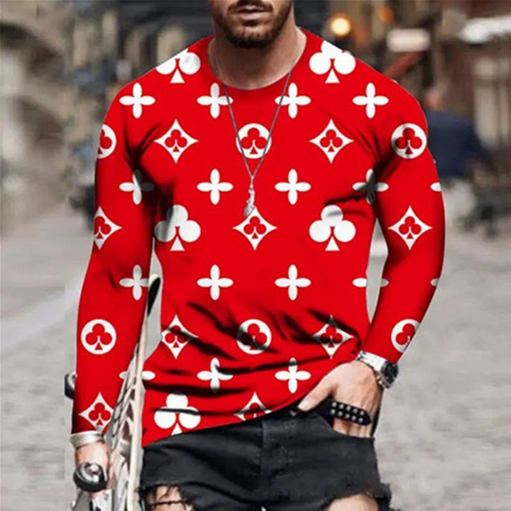 Herren Langarmshirt mit kreativem Design und bunten Symbolen Echoarchiv