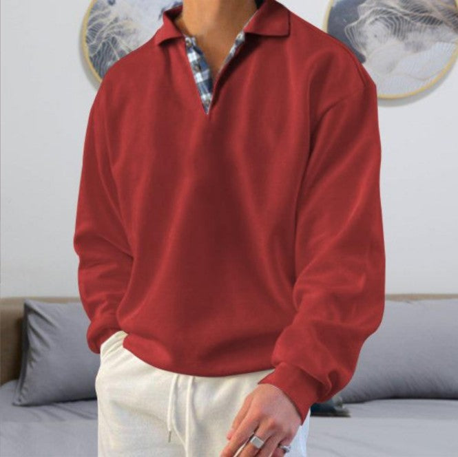 Herren nan lässiger Pullover mit Polokragen und verdeckter Karo-Innenseele aus Baumwollmischung Echo Archiv