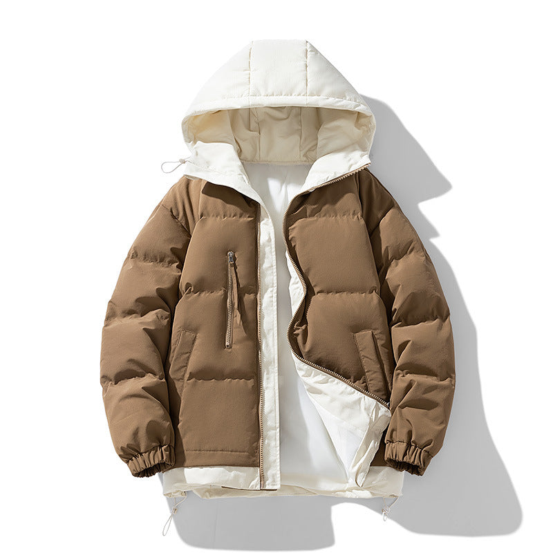 Unisex reversible insulated hooded puffer jacket with zip utility pockets – Auréline