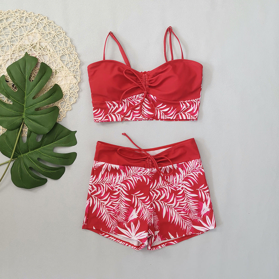 Damen Crop-Top Bikini mit floralem Design und bequemen Shorts Echo Archiv