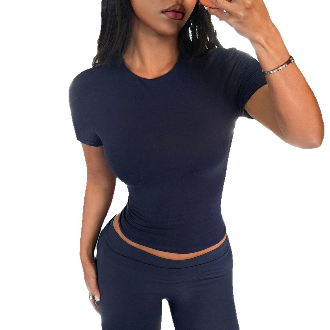 Damen Figurformendes Kurzarmshirt aus elastischem Baumwollmix Echo Archiv