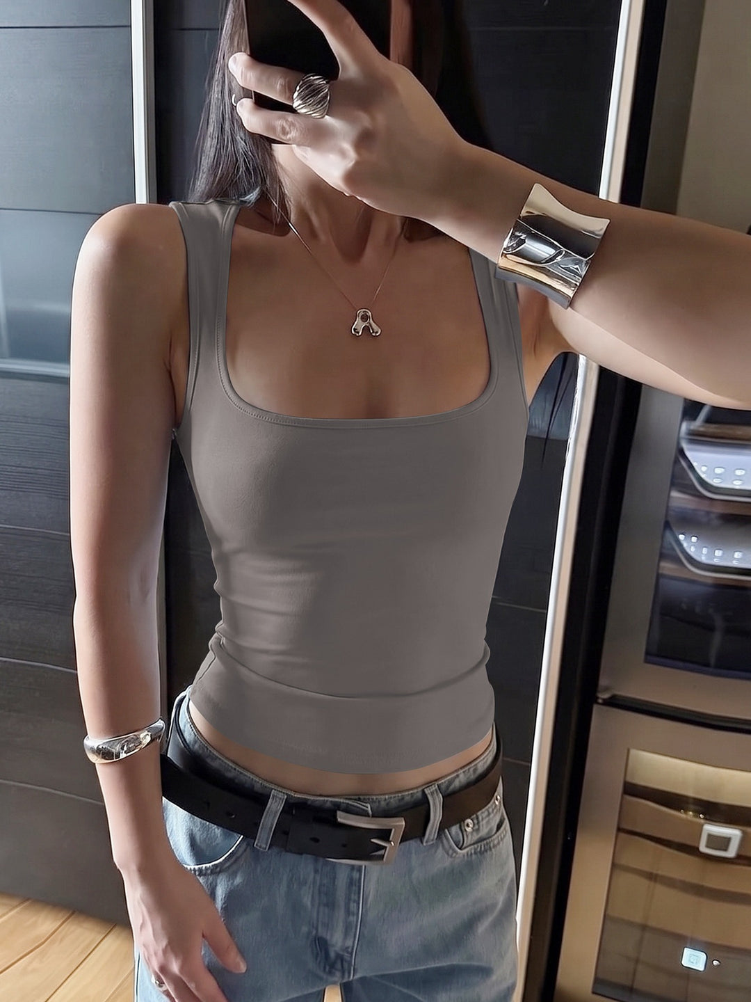 Damen Basic Tanktop mit hochwertigem Stretch Echo Archiv