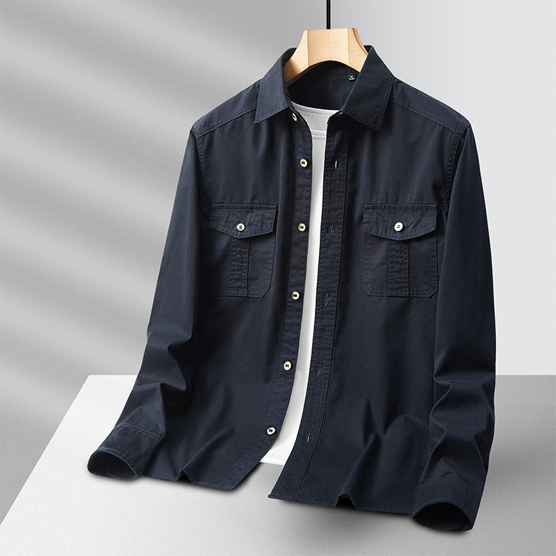 Herren leichte Baumwoll-Utility-Hemdjacke mit Pattentaschen und durchgehender Knopfleiste Echo Archiv