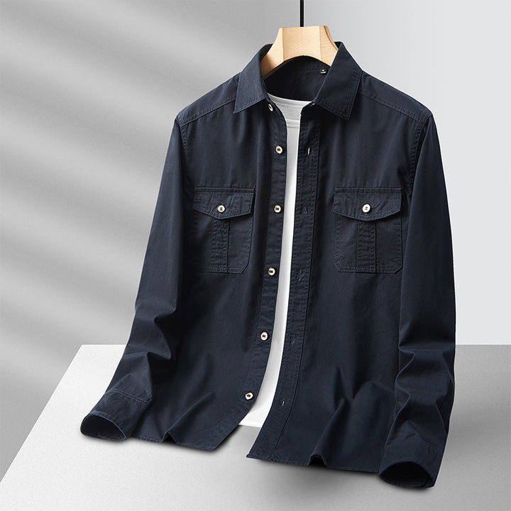Herren leichte Baumwoll-Utility-Hemdjacke mit Pattentaschen und durchgehender Knopfleiste Echo Archiv