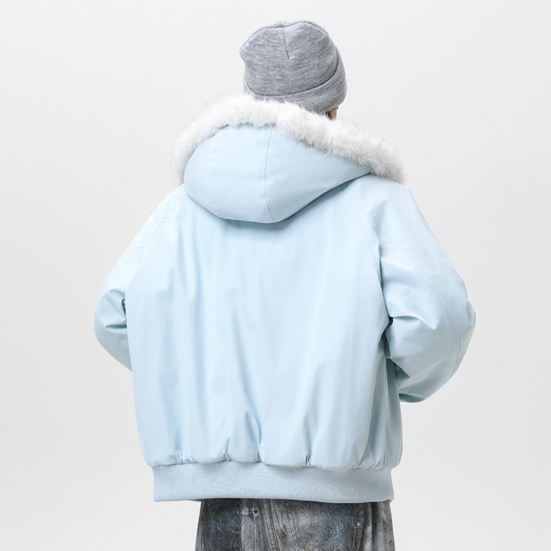 Herren Wattierte Kapuzen‑Bomberjacke im Oversize‑Look mit kontrastierendem Kunstfellfutter Echoarchiv