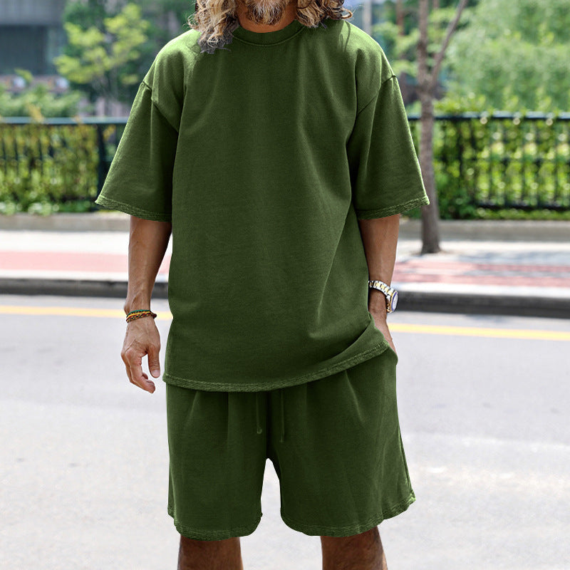 Herren Bequemer Freizeitanzug mit lässigem T-Shirt und Shorts Echoarchiv