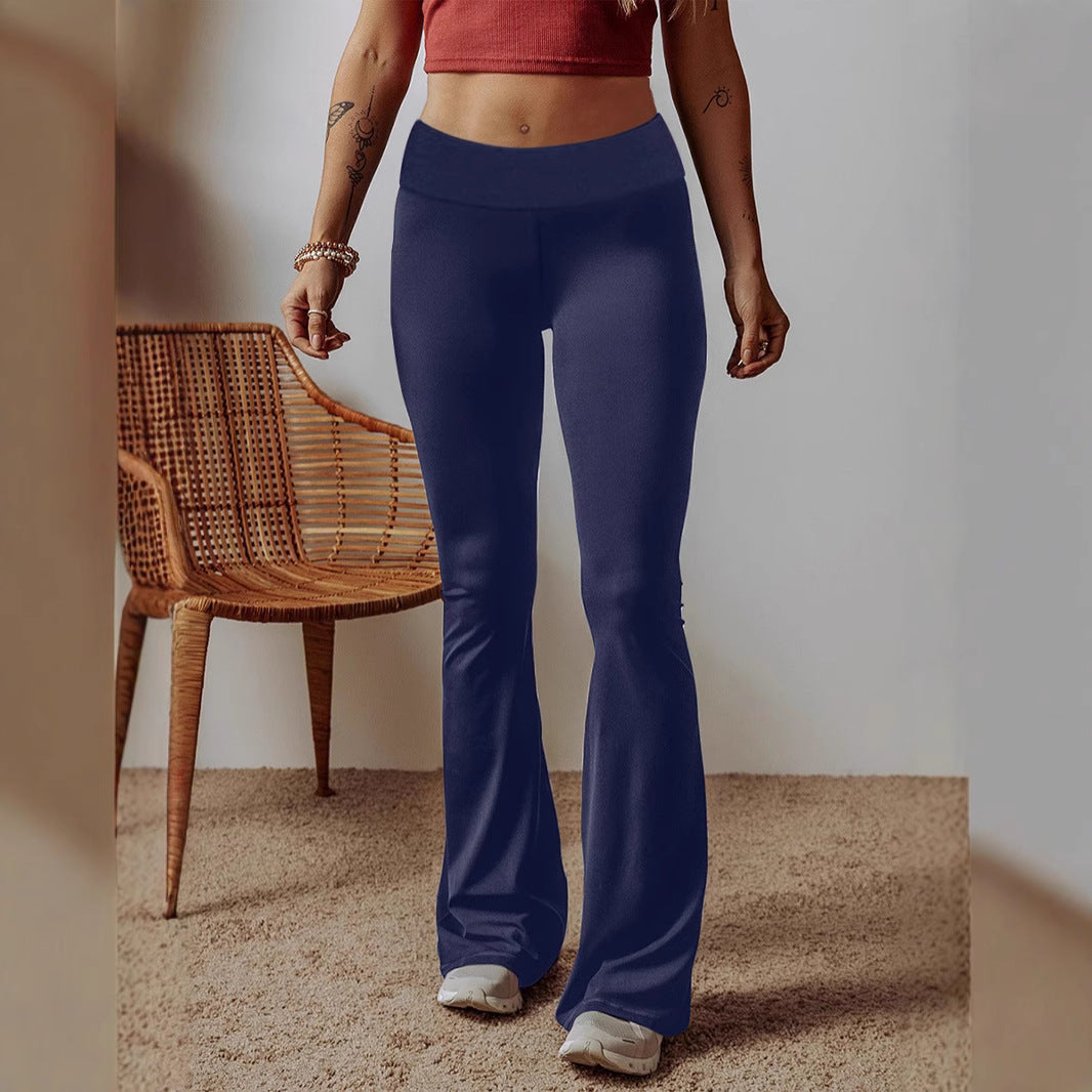 Damen High-Waist Flare-Hosen aus Stretch-Jersey mit weitem Schlag Echoarchiv