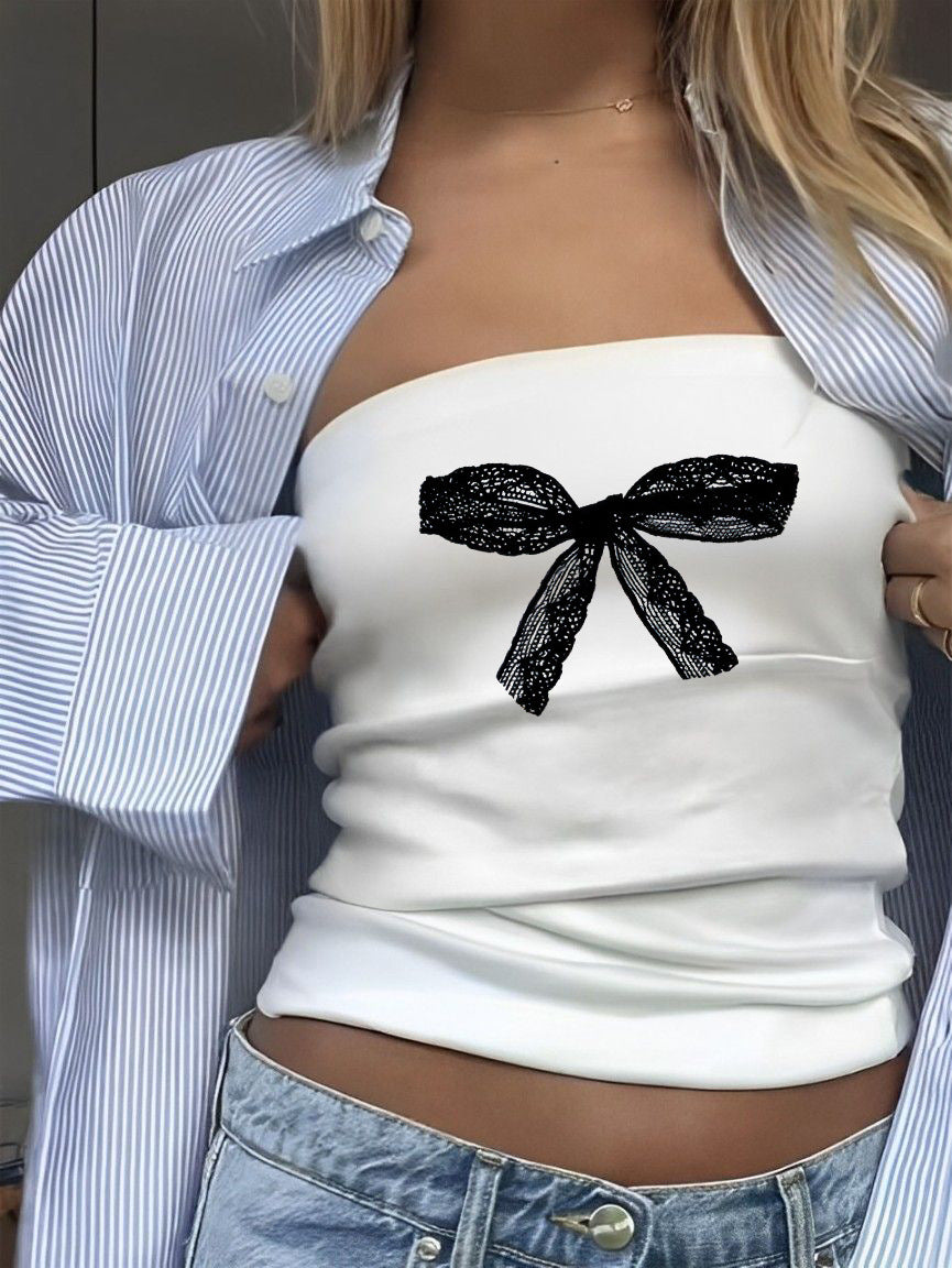 Damen Bandeau-Top mit auffälligem Statement-Aufdruck Echo Archiv