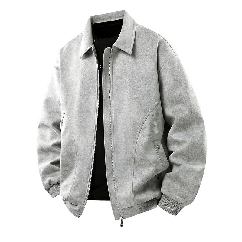 Herren Smarter Overshirt‑Bomber in Veloursleder‑Optik mit Zwei‑Wege‑Metallreißverschluss Echoarchiv