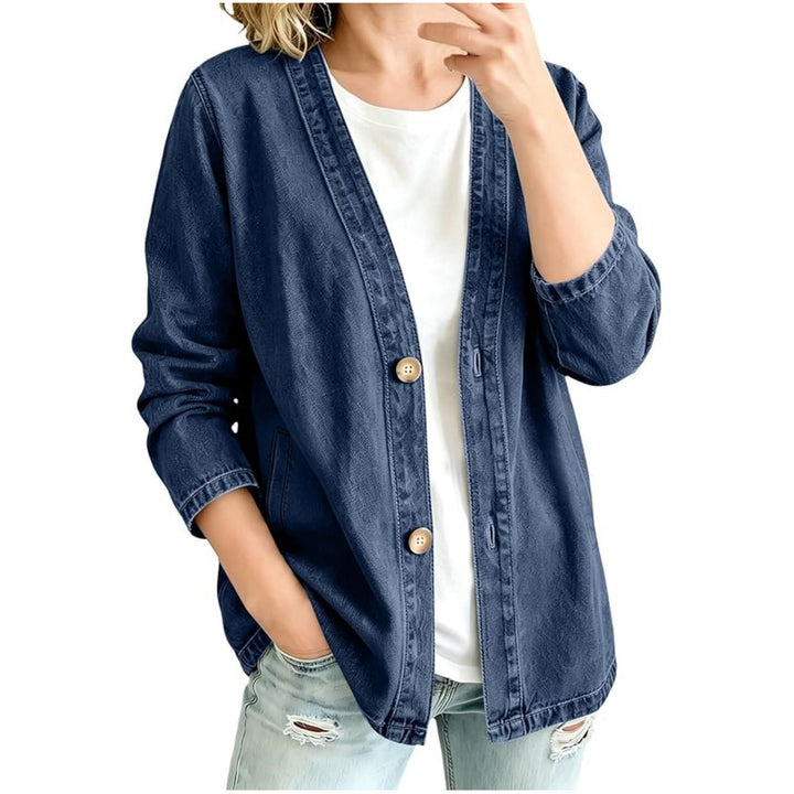 Damen lässige Oversize-Denimjacke mit Knopfleiste und Kimono-Schnitt Echo Archiv
