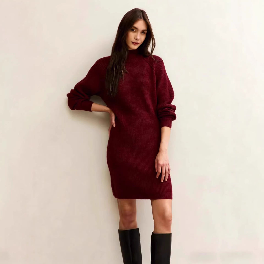 Damen Strickkleid mit Rollkragen und Raglanärmeln Echo Archiv