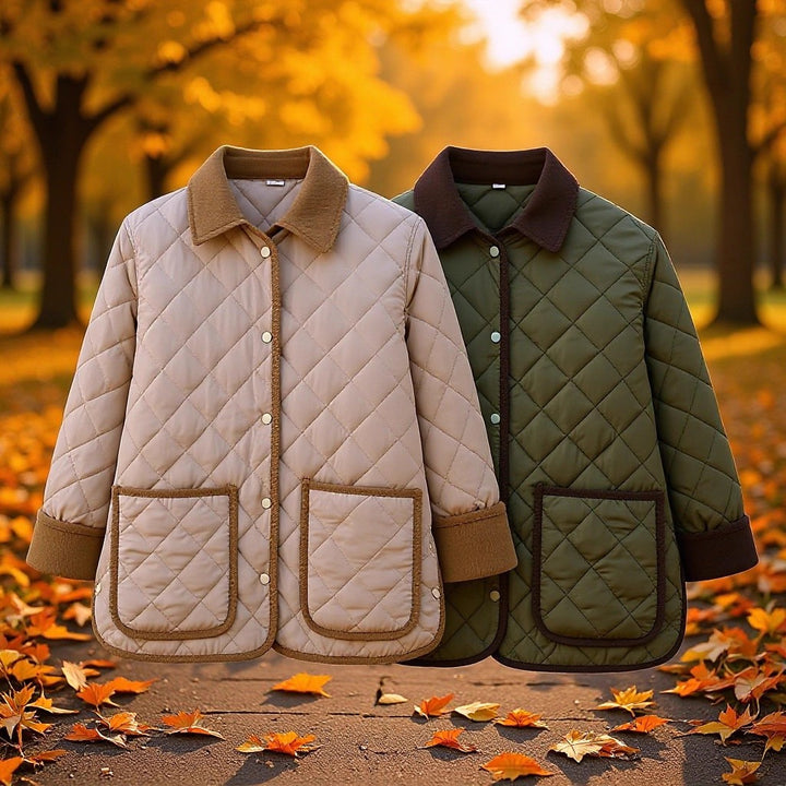 Damen Steppjacke mit Kordkragen, Pattentaschen und Druckknopfverschluss Echo Archiv