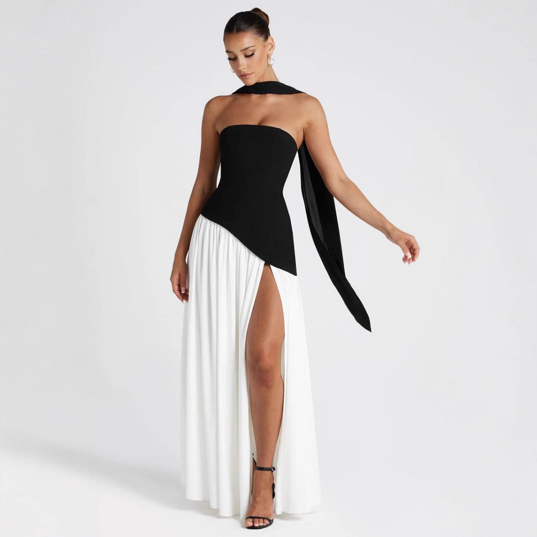 Damen Hochwertiges Abendkleid mit asymmetrischem Schnitt und elegantem Schlitz Echo Archiv
