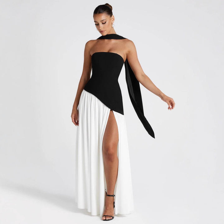 Damen Hochwertiges Abendkleid mit asymmetrischem Schnitt und elegantem Schlitz Echo Archiv