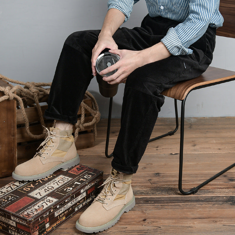 Herren Wildleder-Textil Combat-Boots mit profilierter Gummisohle Echoarchiv