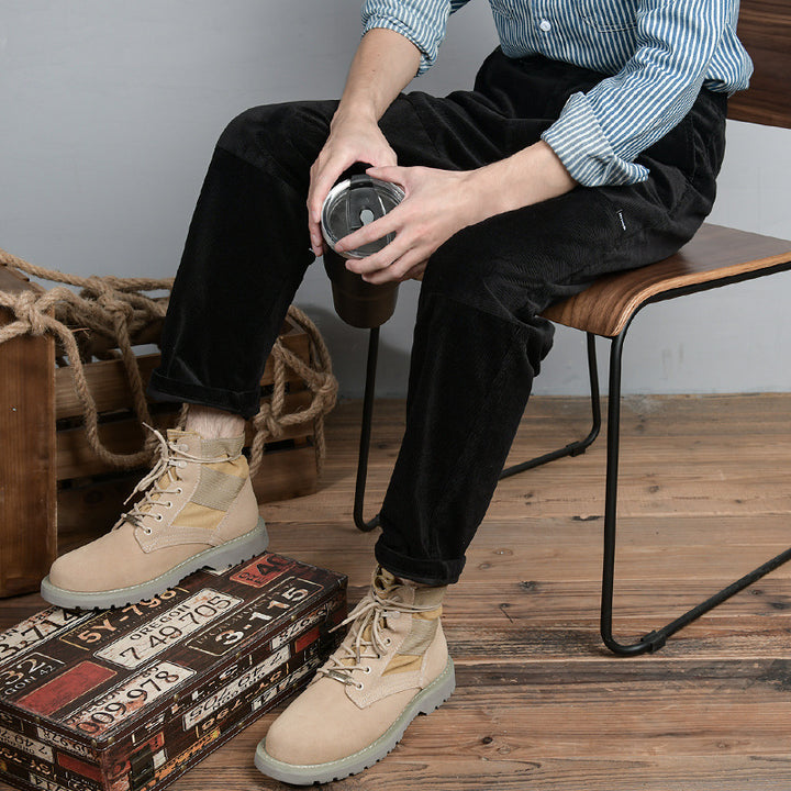 Herren Wildleder-Textil Combat-Boots mit profilierter Gummisohle Echoarchiv
