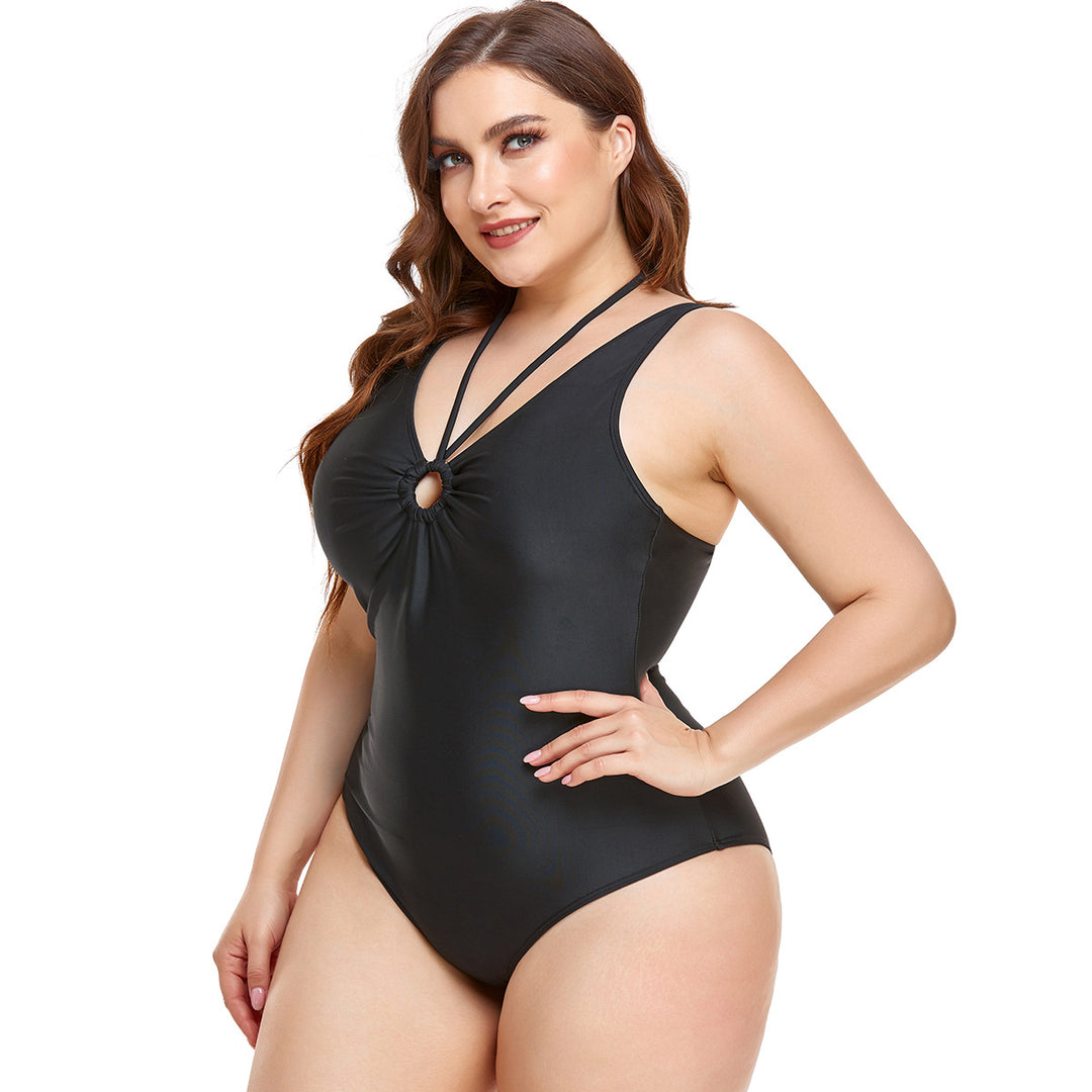 Damen Eleganter Hochgeschnittener Einteiler Badeanzug mit modischem Ringdetail Echo Archiv