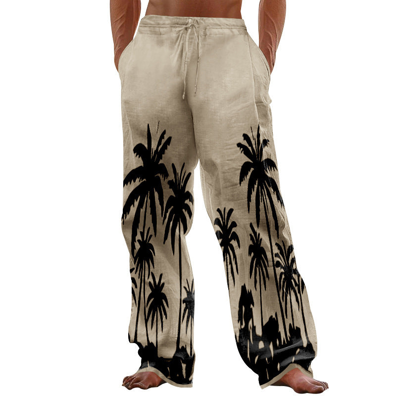 Herren entspannte Strandhose mit Palmenmotiv Echoarchiv