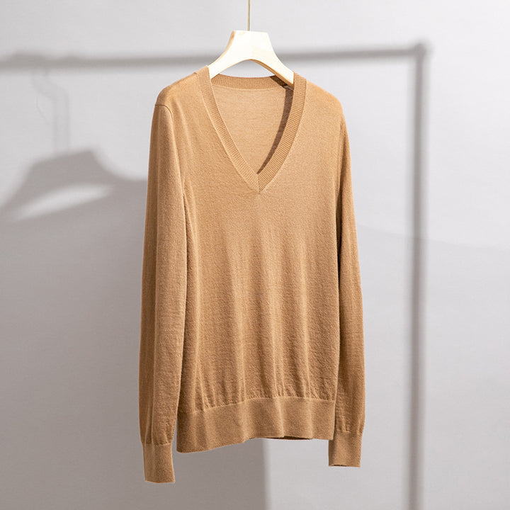Herren Feiner V‑Ausschnitt-Pullover aus Merinomischung mit leichtem Strukturstrick Echoarchiv