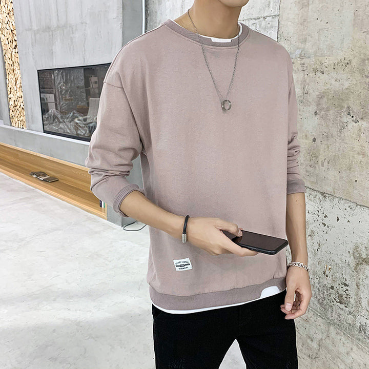 Herren lässiger Sweatshirt mit kontrastierendem Saum Echoarchiv