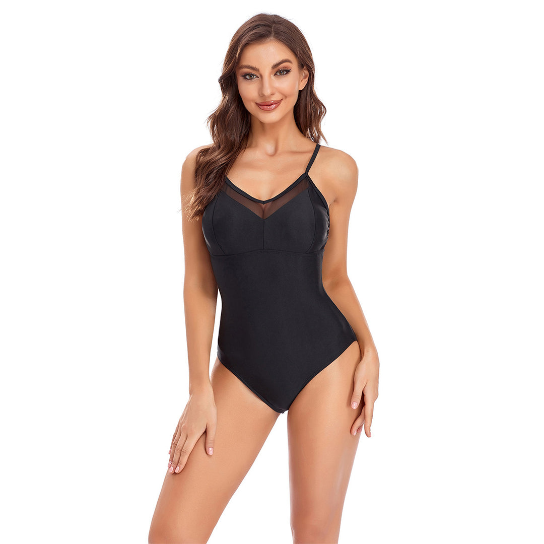 Damen Eleganter Einteiler Badeanzug mit transparenten Einsätzen Echo Archiv