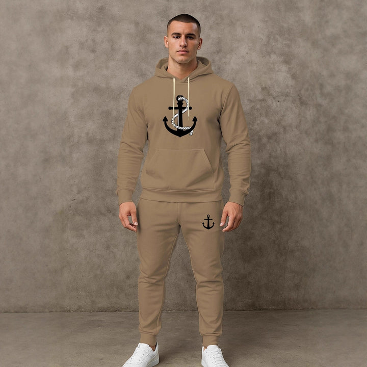 Herren Hoodie- und Jogginghose-Set mit maritimem Ankerdesign Echoarchiv